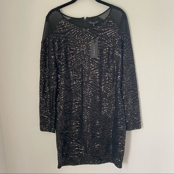 Dynamite Women’s Long Sleeve Mini Sequin Dress - Picture 1 of 3